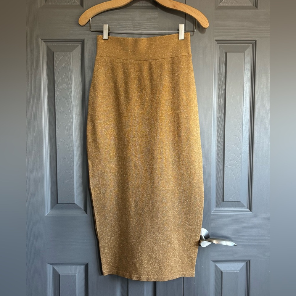Shimmery Gold Pencil Skirt